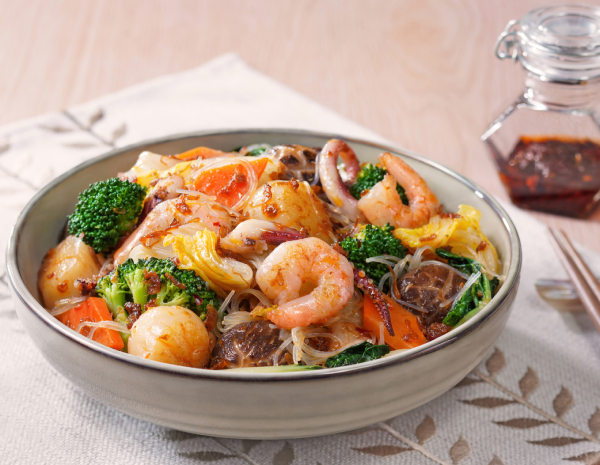 Braised Seafood and Seasonal Vegetables in Seafood XO Sauce