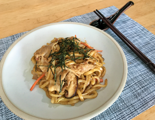 Japanese Style Stir Fry Udon with Pork