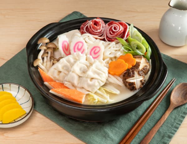 Japanese Dumplings and Udon in a Pot